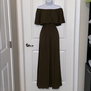 Olive Green Off Shoulder Maxi Dress